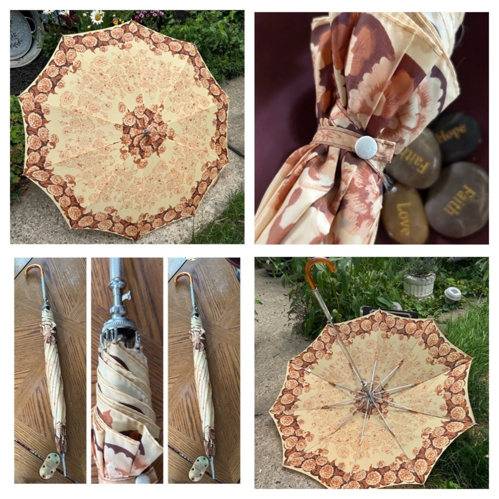 Vintage Floral Automatic Umbrella - Picture 3 of 12